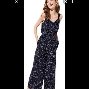 LOFT jumpsuit in black and white polka dot EUC